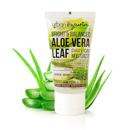 Urban Hydration Bright &amp; Balanced Aloe Vera Leaf Facial Gel Moisturizer | Lightweight, Hydrates, Reduces Inflammation, Fights Acne, Anti-Aging Benefits For Smooth Skin, All Skin Types | 2.5 Fl Ounce