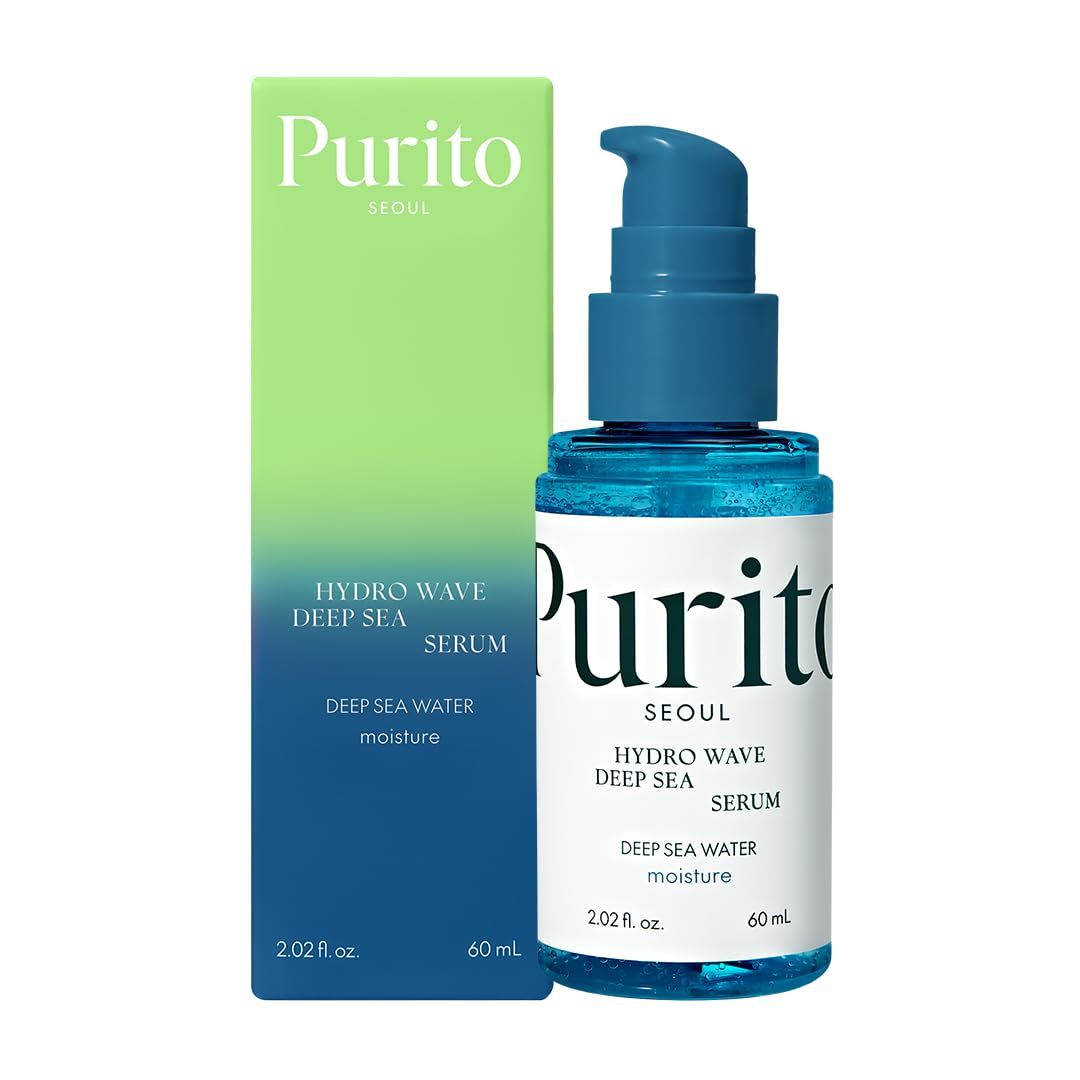 PURITO Hydro Wave Deep Sea Serum, 60 mL / 2.02 fl. oz., Hydrating Face Serum, Lightweight &amp; Non-Greasy, Skin Moisture Boost, Korean Skincare, For Sensitive Skin, Hyaluronic Acid &amp; Deep Sea Water