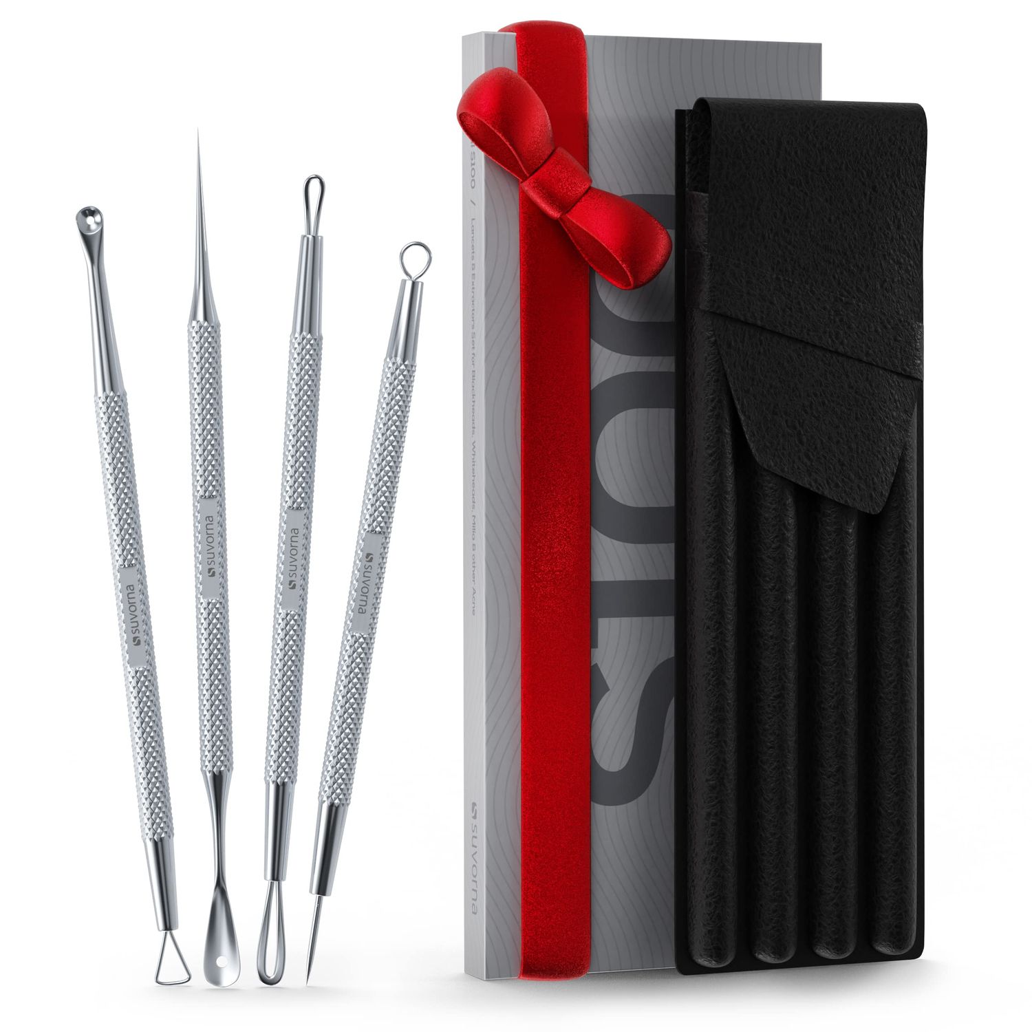 Suvorna Skinpal Pimple Popper Tool Kit | Milia Remover | Lancets for Facial Extraction | Whitehead Extractor Tool | Comedone Extractor | Blackhead Remover Tool | Acne Needle Tool &amp; Cyst Removal Tool.
