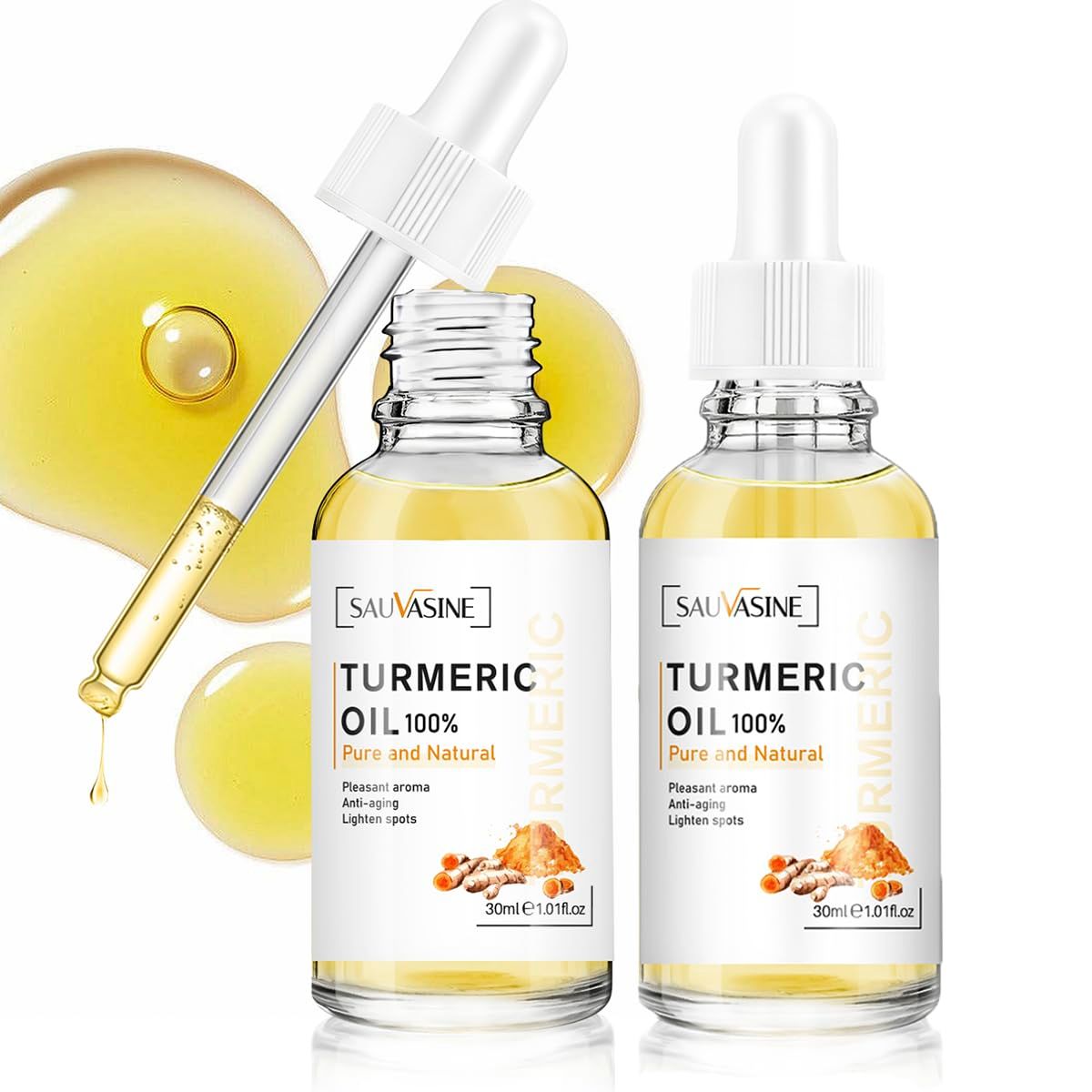 Lanthome Turmeric Oil for face,Turmeric Root Extract with Ascorbic Acid Moisturizing, Rejuvenating,Soothing, Repair Skin,Dark Spot Remover for Face (2PCS)