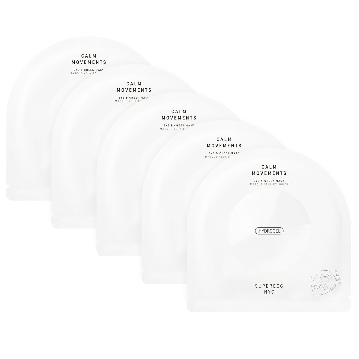 SUPEREGG Calm Movements Eye &amp; Cheek Mask (Pack of 5): Hydrogel mask for plump, silky smooth skin. Centella Asiatica and Hyaluronic Acid