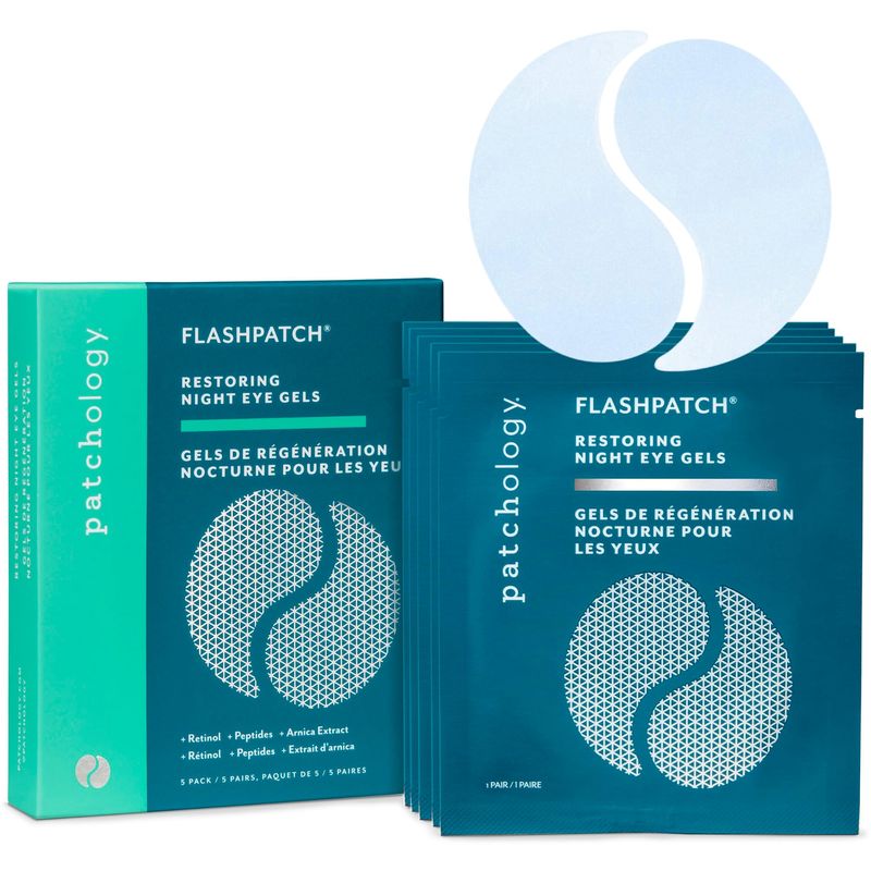 Patchology Restoring Eye Gel Patches with Retinol &amp; Collagen - Under Eye Mask for Dark Circles, Puffy Eyes, &amp; Wrinkles - Anti-Aging Overnight Eye Pads Set to Brighten Skin Care for Eye Bags (5 Pairs)