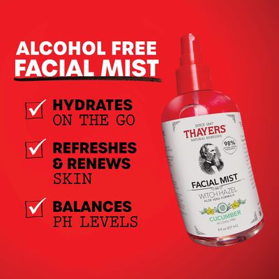Thayers Alcohol-Free Witch Hazel Facial Mist Toner with Aloe Vera, Cucumber, Soothing and Hydrating, For All Skin Types, 8 oz