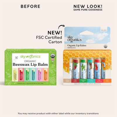 Sky Organics - Organic Lip Balm Set (6-Pack) - Organic Beeswax, Botanical Oils &amp; Extracts - Vitamin E &amp; Organic Natural Flavors - Beauty Gift Set - All Skin Types &amp; Cruelty Free - Lip Care &amp; Self Care