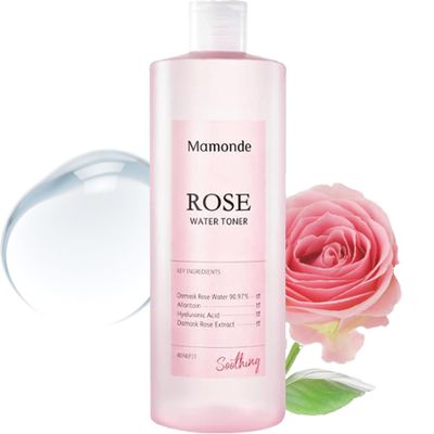 Mamonde Rose Water Vegan Toner for Face - Vegan Korean Toner, 90.97% Pure Rose Water Toner, Organic Certified, Soothing and Hydrating, Alcohol-Free, Korean Skin Care, 8.45 Fl Oz