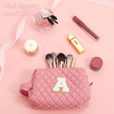 YOOLIFE Valentines Day Gifts for Kids - Teen Girl Gifts 6 7 8 9 10 11 12 Year Old Girl Birthday Gift Small Initial Makeup Bag Pink Personalized Gifts Best Friend Birthday Daughter Gifts Pink Letter A