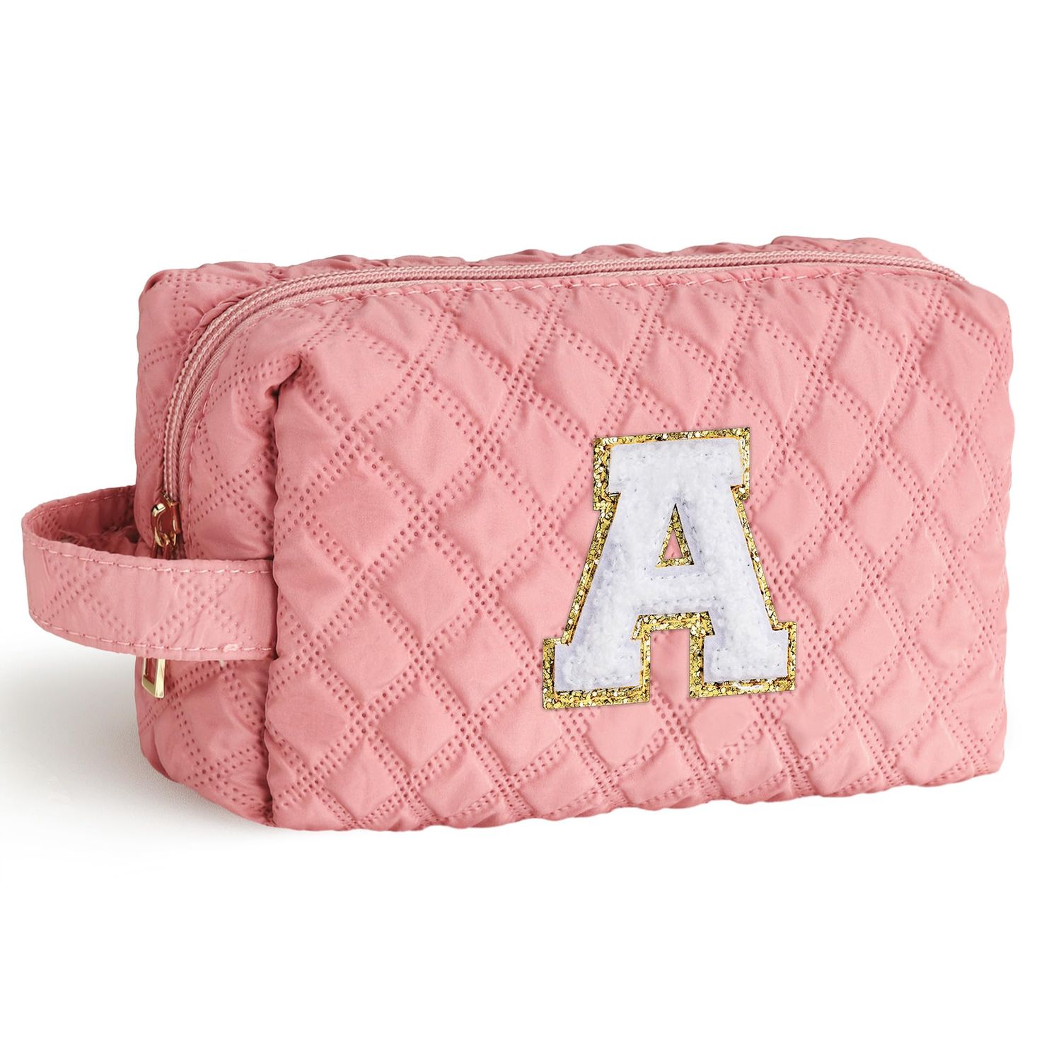YOOLIFE Valentines Day Gifts for Kids - Teen Girl Gifts 6 7 8 9 10 11 12 Year Old Girl Birthday Gift Small Initial Makeup Bag Pink Personalized Gifts Best Friend Birthday Daughter Gifts Pink Letter A