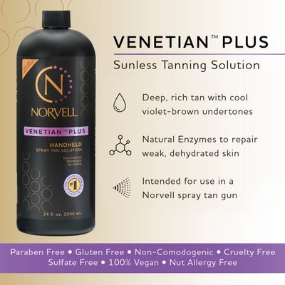 Norvell Premium Professional Sunless Tanning Spray Tan Solution - Venetian Plus, 1 Liter