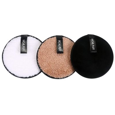 Vtrem 3 Colors Reusable Makeup Remover Pads Washable Double-Side Face Eye Lip Remover Pads Multi-Function Microfiber Soft Facial Cleaning Puffs Towels for All Skin, Black/White/Coffee