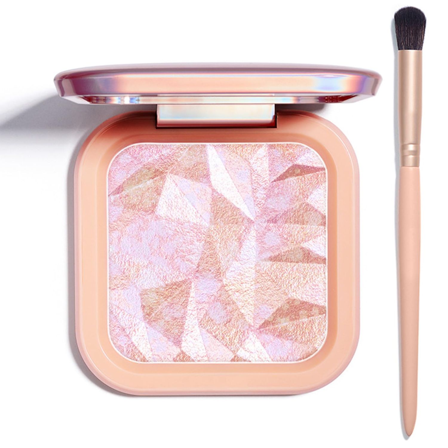 LSxia Highlighter Makeup Palette Shimmer Contour Palette Powder for Brighten Face Contour Gold Cheek Highlight Makeup, Long Lasting Highlighter Powder with Mirror for Illuminator Makeup (PINK GOLD)