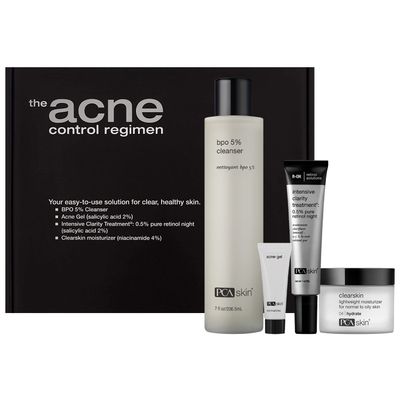 PCA SKIN The Acne Control Skin Care Set (Kit Includes BPO Facial Cleanser, Niacinamide Face Cream, Salicylic Acid Acne Gel, Retinol Treatment)