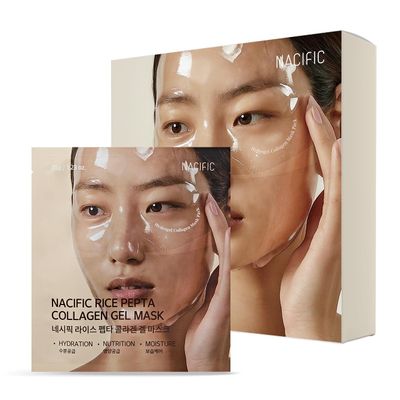 NACIFIC Collagen Gel Facial Mask (Rice Peptide) 4EA Set Hydrogel Deep Korean Face Mask Hydrating Overnight Elasticity Firming Pore Minimizing for All skin types