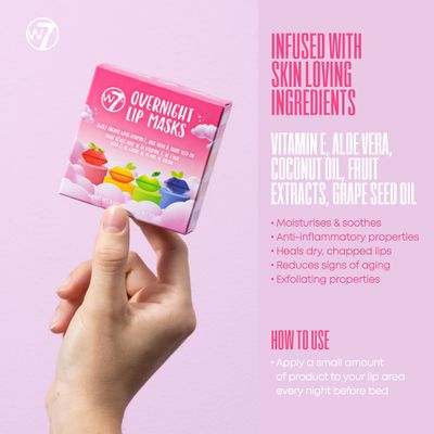 W7 Sweet Dreams Overnight Lip Masks - Gift Set - Lip Treatment with Aloe Vera &amp; Vitamin E - Hydrating, Moisturizing Formula