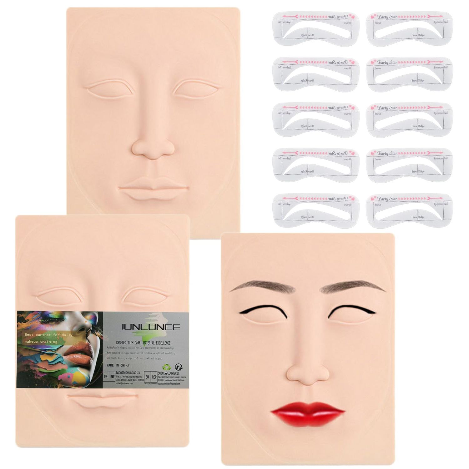 JUNLUNCE Premium Silicone 3D Makeup Practice Face - Perfect for Professional Training, Achieve Flawless Face Makeup Skills