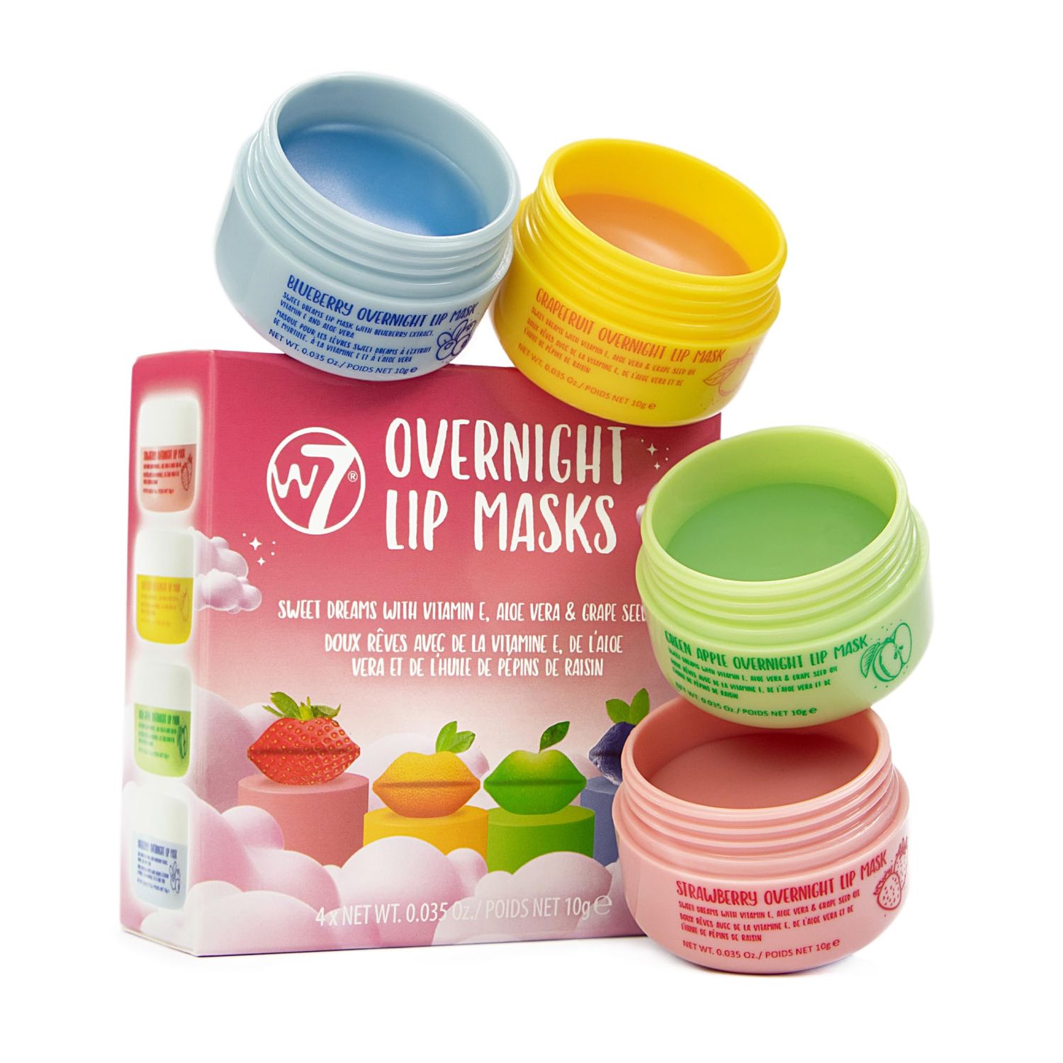 W7 Sweet Dreams Overnight Lip Masks - Gift Set - Lip Treatment with Aloe Vera &amp; Vitamin E - Hydrating, Moisturizing Formula