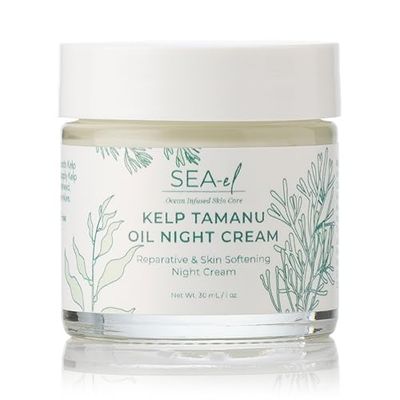 Sea-El Kelp Tamanu Oil Night Cream Hydrating Face Moisturizer Reparative Skin Softening Skincare - Nighttime Anti Aging Facial Lotion for Women &amp; Men - 1 Oz