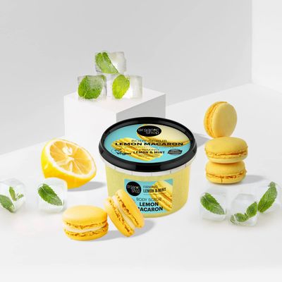 Organic Shop Lemon &amp; Mint, Firming &amp; Exfoliating Body Scrub, 100% Vegan &amp; Organic, Daily Exfoliant, Detox &amp; Moisturizer, Body, Face, Hand &amp; Foot, Intensive Care &amp; Skin Toning. 250ml.