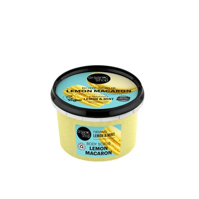 Organic Shop Lemon &amp; Mint, Firming &amp; Exfoliating Body Scrub, 100% Vegan &amp; Organic, Daily Exfoliant, Detox &amp; Moisturizer, Body, Face, Hand &amp; Foot, Intensive Care &amp; Skin Toning. 250ml.