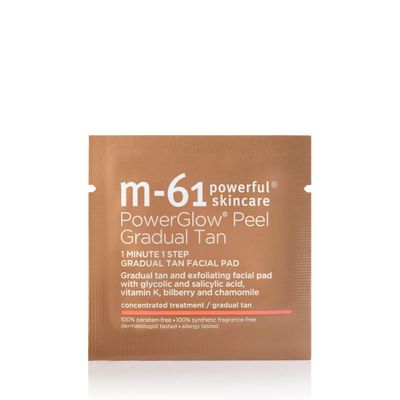 M-61 PowerGlow Peel Gradual Tan - 10 Treatments- 1-minute, 1-step exfoliating and gradual tan glow peel with glycolic, vitamin K &amp; chamomile