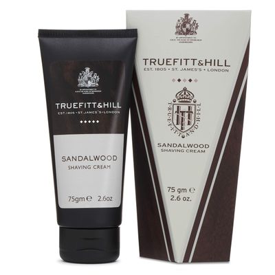 Truefitt &amp; Hill Shaving Cream Tube - Sandalwood - Premium Glycerin-Based Lather, Smooth Glide, and Hydration for a Luxurious Shave - 2.65 oz.