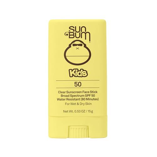Sun Bum Kids SPF 50 Clear Face Stick Sunscreen | Broad Spectrum Sunblock with Vitamin E | Wet or Dry Skin Application | Hawaii 104 Act Compliant (Octinoxate &amp; Oxybenzone Free)| Travel Friendly 0.53 oz