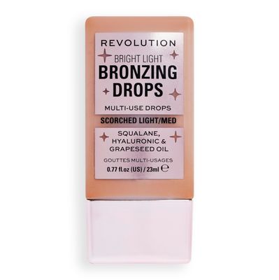 Revolution Beauty, Bright Light Bronzing Drops, Bronze &amp; Glow Face &amp; Body Drops Infused with Hyaluronic Acid, Bronze Scorched, 0.77 Fl. Oz.