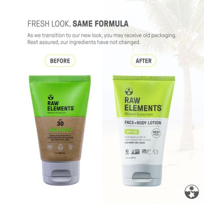 Raw Elements Face and Body Mineral Sunscreen SPF 30 Tube, Organic Sunblock Daily Protection, Non Toxic Reef Safe, Water Resistant, Cruelty Free, 3 oz (Pack of 1)
