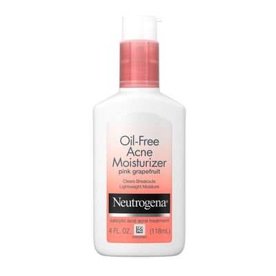 Neutrogena Oil Free Acne Facial Moisturizer with.5% Salicylic Acid Acne Treatment, Pink Grapefruit Acne Fighting Face Lotion for Breakouts, Non-Greasy &amp; Non-Comedogenic, 4 fl. oz