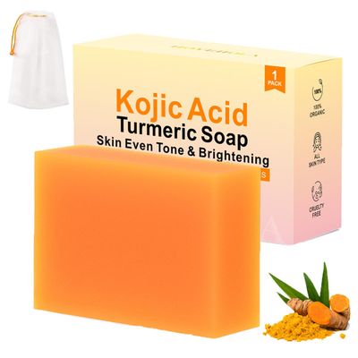 HOYEHOLA Kojic Acid Turmeric Soap Bar - Dark Spot Remover for Face Even Skin Tone, Moisturizing &amp; Nourishing Natural Ingredients