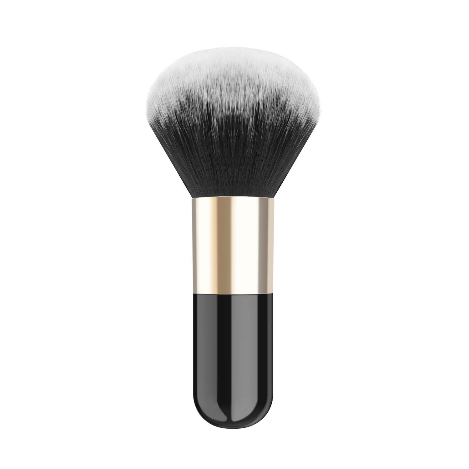 Luxspire Powder Makeup Brush, Flat Kabuki Brush, Single Large Makeup Brush Soft Face Mineral Powder Foundation Brush Blush Brush for Blending Makeup, Black &amp; Gold