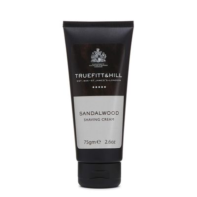 Truefitt &amp; Hill Shaving Cream Tube - Sandalwood - Premium Glycerin-Based Lather, Smooth Glide, and Hydration for a Luxurious Shave - 2.65 oz.