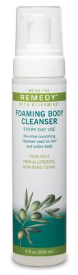 Medline Remedy Olivamine Foaming Body Cleanser, No Rinse, Scented, 9-oz Pump Bottle