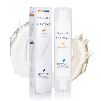 WAXALITY Under Eye Cream Dark Circles Under Eye Treatment Reduces Puffiness, Fine Lines, Wrinkles and Eye Bags - Vitamin C &amp; Retinol Cream for Under Eye Care Day &amp; Night (20 ML)