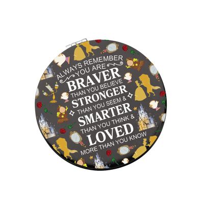 WSNANG Princess Belle Fans Gifts You are Braver Stronger Smarter Than You Think Travel Compact Pocket Makeup Mirror for Women Girl Fairytale Gift (Beauty B Mirror-T)