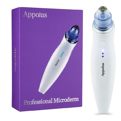 Microdermabrasion Machine - Appolus Premium Diamond Microdermabrasion Anti-Aging SkinTightening Device - 2 Diamond Tips - 5 Heads - Blackhead Blemishes Remover - Pore Line Wrinkle Sagging Minimizer