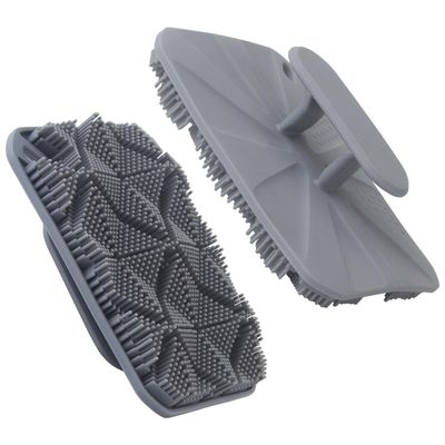 Silicone Body Scrubber for Men &amp; Women,Premium Silicone Scrubber for Cleans and Removes Dead Skin,Lather Boosting Bristles with Ergonomic No-Slip Handle (Gray)