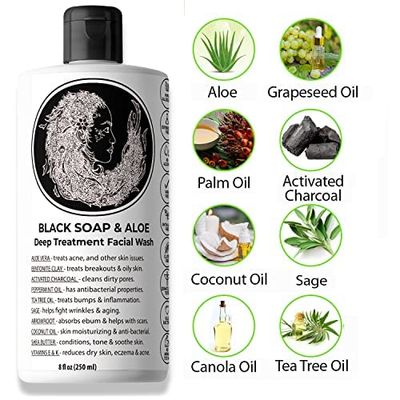 Natural Black Soap with Aloe | Helps With Bumps Dark Spot for Face Paraben Free | All Natural Ingredients Liquid Soap