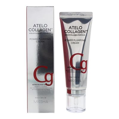 MISSHA ATELO COLLAGEN 500 POWER PLUMPING CREAM - Korean Collagen cream for face with 4 kinds of collage - Day &amp; Night Moisturizer