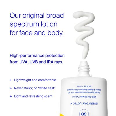 Supergoop! PLAY Everyday SPF 30 Lotion, 5.5 oz - Broad Spectrum Sunscreen for Sensitive Skin - Water & Sweat Resistant Body & Face Sunscreen - Clean Ingredients - Great for Active Days