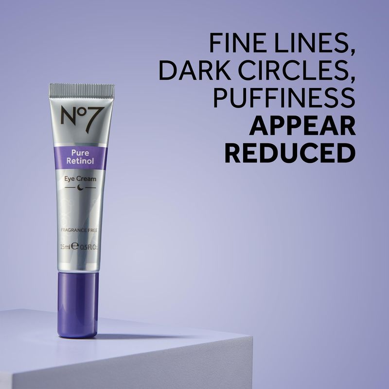 No7 Pure Retinol Eye Cream - Under Eye Cream for Wrinkles, Fine Lines &amp; Puffiness with 0.5% Retinol - Infused with Shea Butter to Smooth and Hydrate Skin (0.5 Oz)