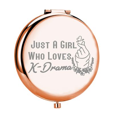 MYOSPARK K-Drama Lover Gift K-Drama Girl Compact Makeup Mirror Gift Korean Drama Fan Gift Just A Girl Who Loves K-Drama Makeup Mirror (Loves K-Drama Mirror)