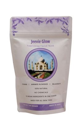 Jeevie Glow - 100% Natural - Indian Healing Facial Pack Mask for Acne Prone Skin - Gentle Pore Cleansing Mask for Smoother &amp; Softer Skin - Promotes Collagen &amp; Minimizes Discoloration