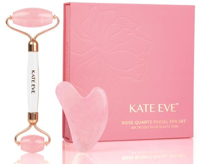 Kate Eve Elite Brazilian Rose Quartz Face Roller &amp; Gua Sha Set - Certified, Ultra-Premium Quartz for Revitalizing Facial Therapy, Skin Lifting, Wrinkle Reduction - A Must-Have Elevate Your Skincare