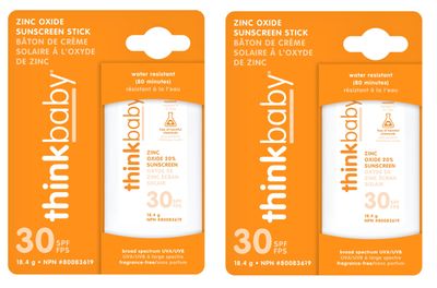 thinkbaby Sunscreen Stick, White/Orange, 0.64 Ounce (2 pack)
