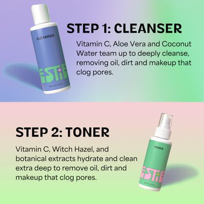 InstaNatural Besties BFF Four Step Teen Skincare Kit, Vitamin C Face Wash, Spray Toner, Serum & Gel Moisturizer, Brightening, Hydrating, Great for Teens & Adults, Citrus Scent