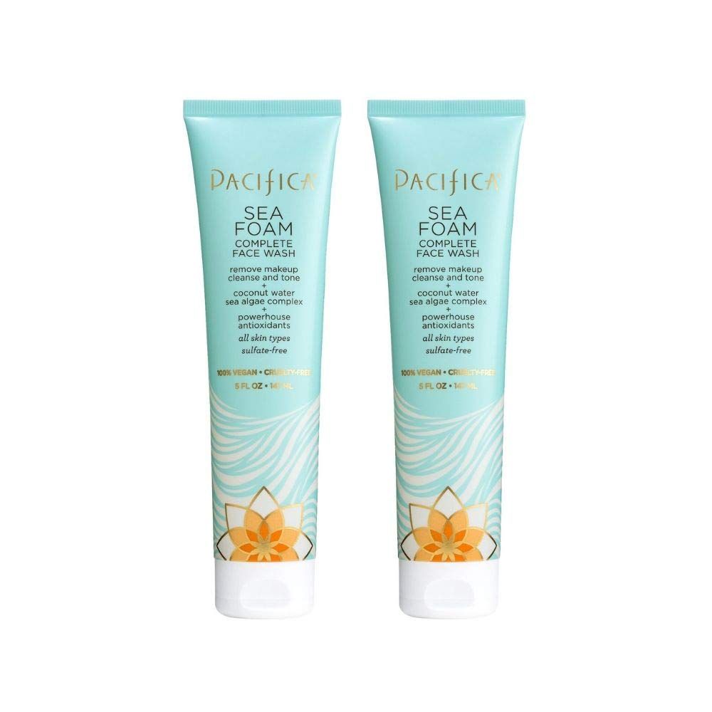 Pacifica Beauty Complete Face Wash, Gentle Daily Facial Cleanser for All Skin Types, Removes Makeup, Oil &amp; Dirt, Sea Foam, 5 oz, 2 Pack