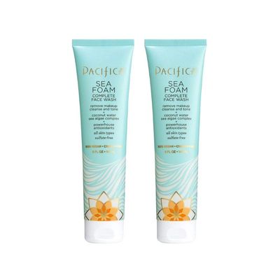Pacifica Beauty Complete Face Wash, Gentle Daily Facial Cleanser for All Skin Types, Removes Makeup, Oil &amp; Dirt, Sea Foam, 5 oz, 2 Pack