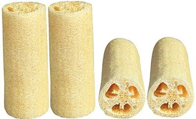 LUXEHOME 4-Pack Loofah Sponge Measured in 6 Inch Length Natural Loofah Body Scrubber Perfect for Kitchen Household Use and Body Cleanser Personal Skin Care Use