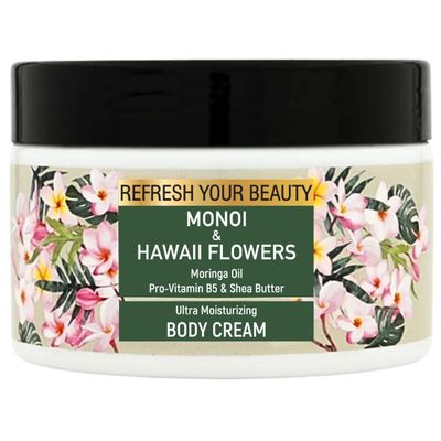Oriense Monoi &amp; Hawaii Body Cream - Moringa Oil, Shea Butter, Glycerine, Panthenol and Vitamin-E provides Deep Hydration - Nutrition-Rich Formula 8.4 fl oz