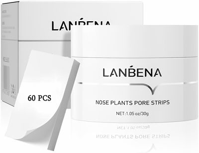 LANBENA Blackhead Remover Strips with 2% Salicylic Acid, Amazonian White Clay, Deep Cleansing Nose Pore Strips, Black Head Remover Strip for Face, 2.0 Upgraded Nose Strips